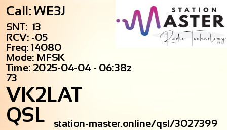 QSL Card for VK2LAT QSO with WE3J