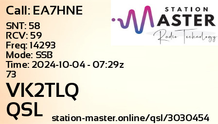 QSL Card for VK2TLQ QSO with EA7HNE