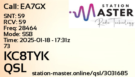 QSL Card for KC8TYK QSO with EA7GX