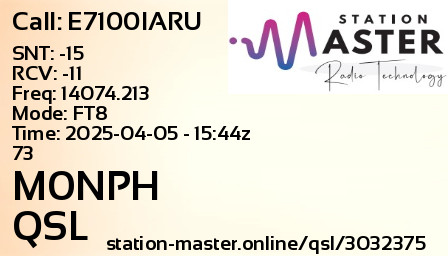QSL Card for M0NPH QSO with E7100IARU