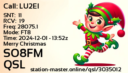 QSL Card for SO8FM QSO with LU2EI