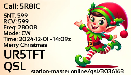 QSL Card for UR5TFT QSO with 5R8IC