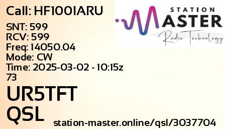 QSL Card for UR5TFT QSO with HF100IARU