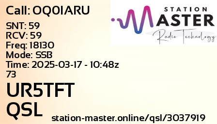 QSL Card for UR5TFT QSO with OQ0IARU