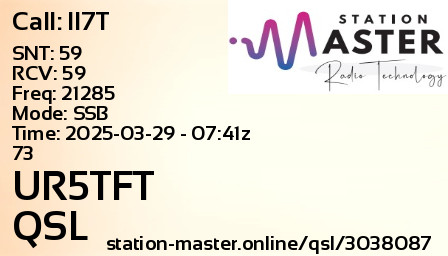 QSL Card for UR5TFT QSO with II7T