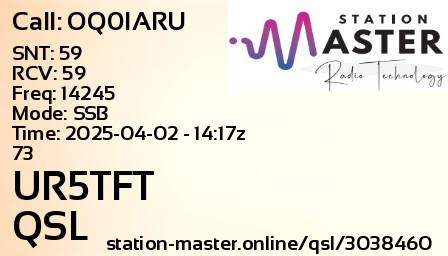 QSL Card for UR5TFT QSO with OQ0IARU