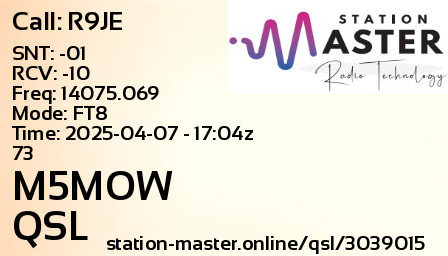 QSL Card for M5MOW QSO with R9JE