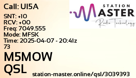 QSL Card for M5MOW QSO with UI5A