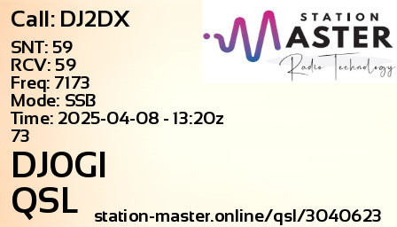 QSL Card for DJ0GI QSO with DJ2DX