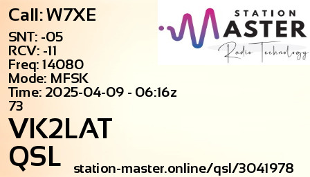QSL Card for VK2LAT QSO with W7XE