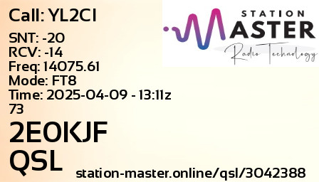 QSL Card for 2E0KJF QSO with YL2CI