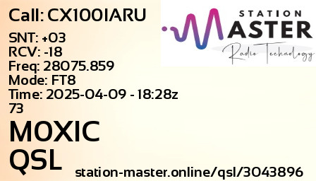 QSL Card for M0XIC QSO with CX100IARU