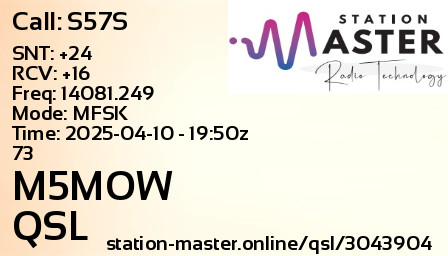 QSL Card for M5MOW QSO with S57S