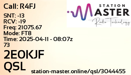 QSL Card for 2E0KJF QSO with R4FJ