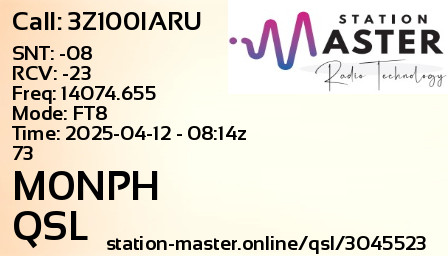 QSL Card for M0NPH QSO with 3Z100IARU
