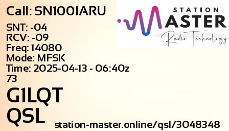 QSL Card for G1LQT QSO with SN100IARU