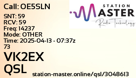 QSL Card for VK2EX QSO with OE5SLN
