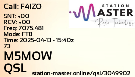 QSL Card for M5MOW QSO with F4IZO