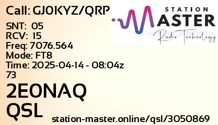 QSL Card for 2E0NAQ QSO with GJ0KYZ/QRP