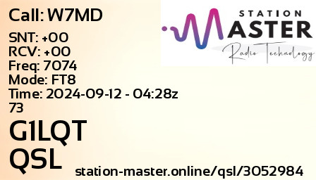 QSL Card for G1LQT QSO with W7MD