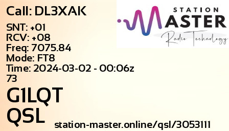 QSL Card for G1LQT QSO with DL3XAK