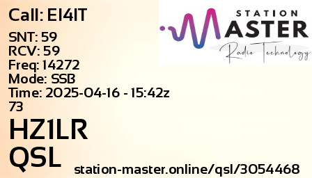QSL Card for HZ1LR QSO with EI4IT