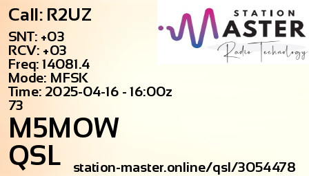 QSL Card for M5MOW QSO with R2UZ