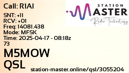 QSL Card for M5MOW QSO with R1AI