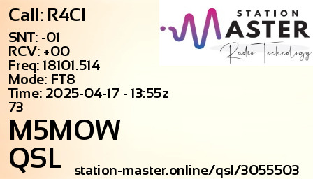 QSL Card for M5MOW QSO with R4CI