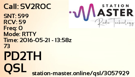 QSL Card for PD2TH QSO with SV2ROC