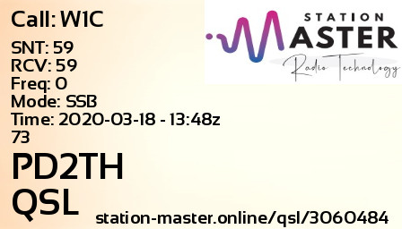 QSL Card for PD2TH QSO with W1C