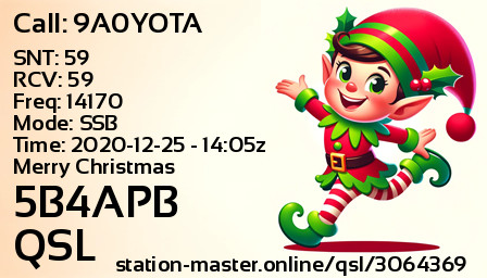 QSL Card for 5B4APB QSO with 9A0YOTA