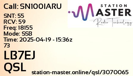 QSL Card for LB7EJ QSO with SN100IARU
