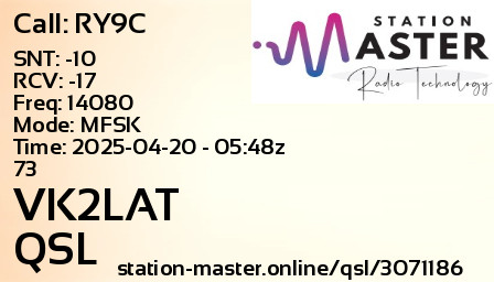QSL Card for VK2LAT QSO with RY9C