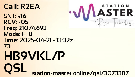 QSL Card for HB9VKL/P QSO with R2EA