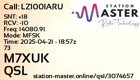 QSL Card for M7XUK QSO with LZ100IARU