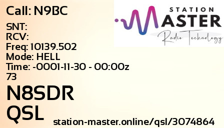 QSL Card for N8SDR QSO with N9BC