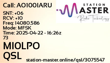 QSL Card for MI0LPO QSO with AO100IARU