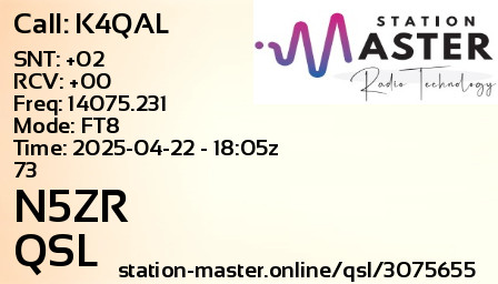 QSL Card for N5ZR QSO with K4QAL