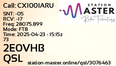 QSL Card for 2E0VHB QSO with CX100IARU