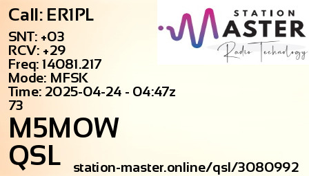 QSL Card for M5MOW QSO with ER1PL