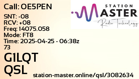 QSL Card for G1LQT QSO with OE5PEN
