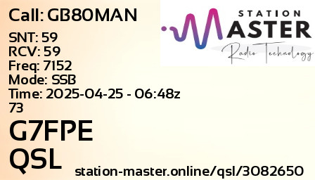 QSL Card for G7FPE QSO with GB80MAN