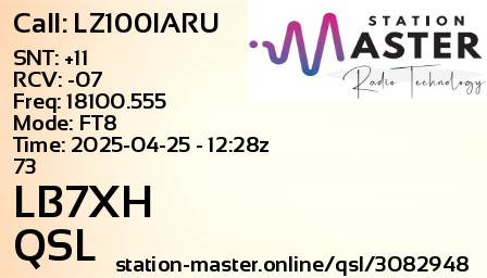 QSL Card for LB7XH QSO with LZ100IARU