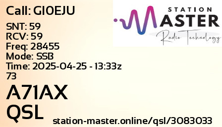 QSL Card for A71AX QSO with GI0EJU