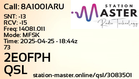 QSL Card for 2E0FPH QSO with 8A100IARU