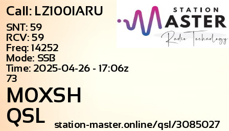 QSL Card for M0XSH QSO with LZ100IARU