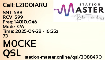 QSL Card for M0CKE QSO with LZ100IARU