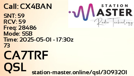 QSL Card for CA7TRF QSO with CX4BAN