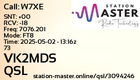 QSL Card for VK2MDS QSO with W7XE